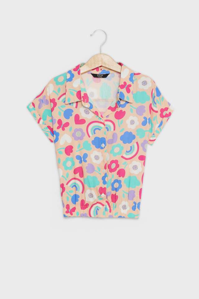 Printed-Rayon-Collared-Girls-Top