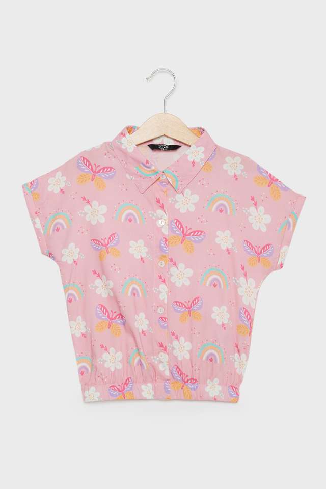 Printed-Rayon-Collared-Girls-Top