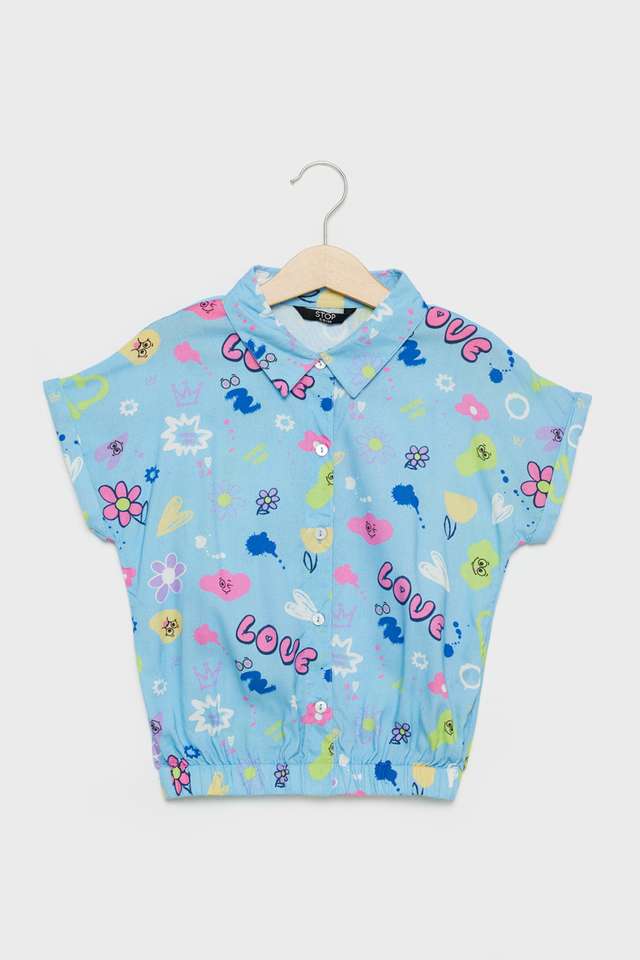 Printed-Rayon-Collared-Girls-Top