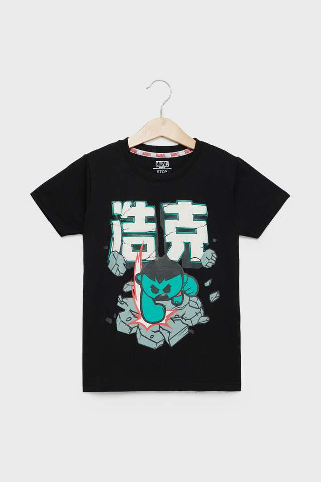 Character-Print-Blended-Fabric-Round-Neck-Boys-T-Shirt