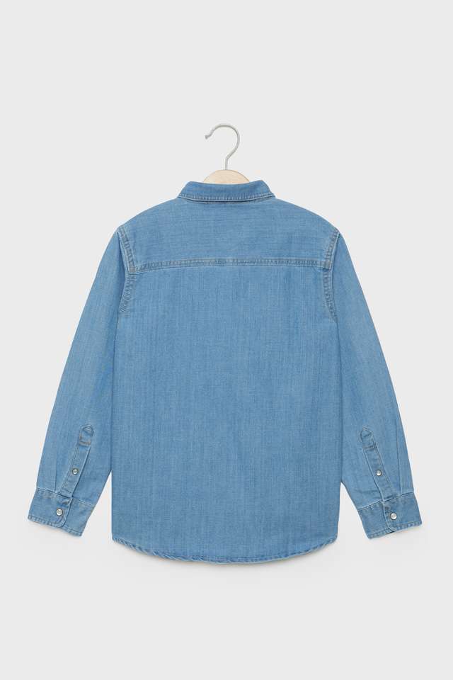 Solid-Denim-Collared-Boys-Shirt