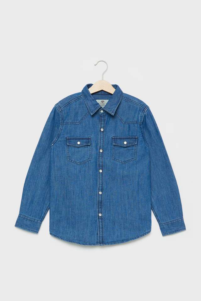 Solid-Denim-Collared-Boys-Shirt