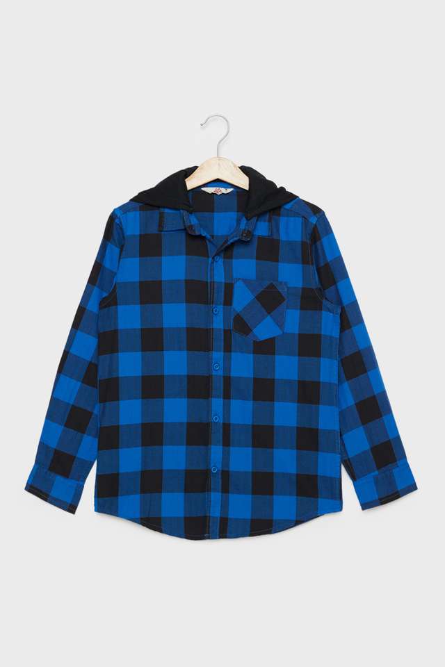 Checks-Cotton-Hooded-Boys-Shirt