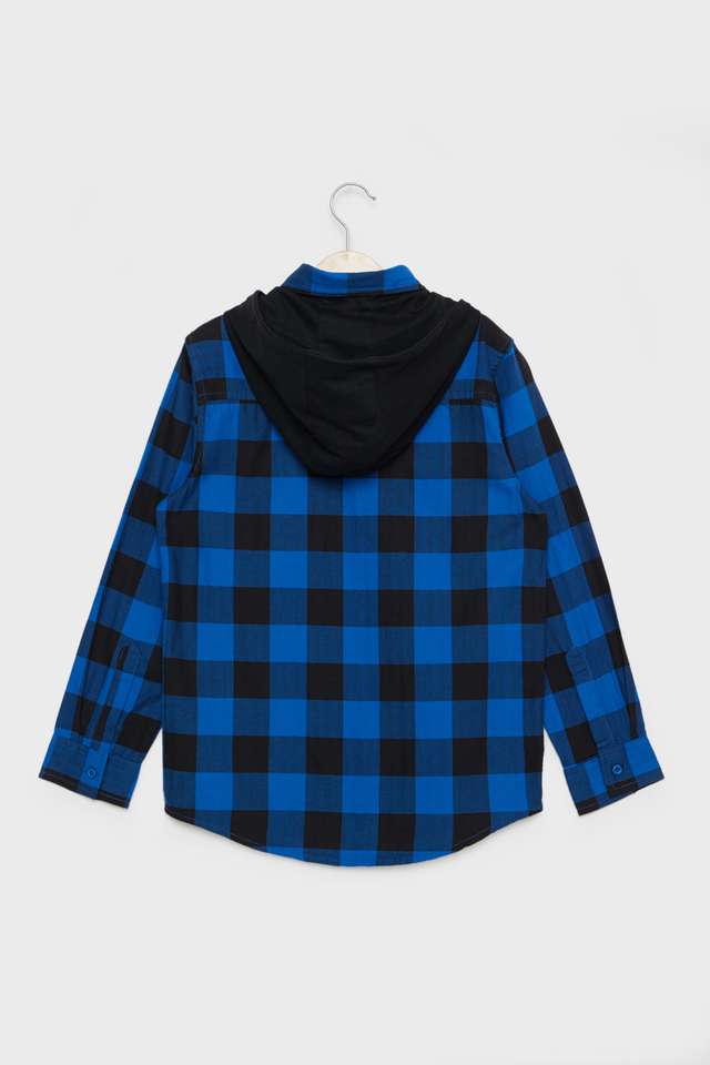 Checks-Cotton-Hooded-Boys-Shirt
