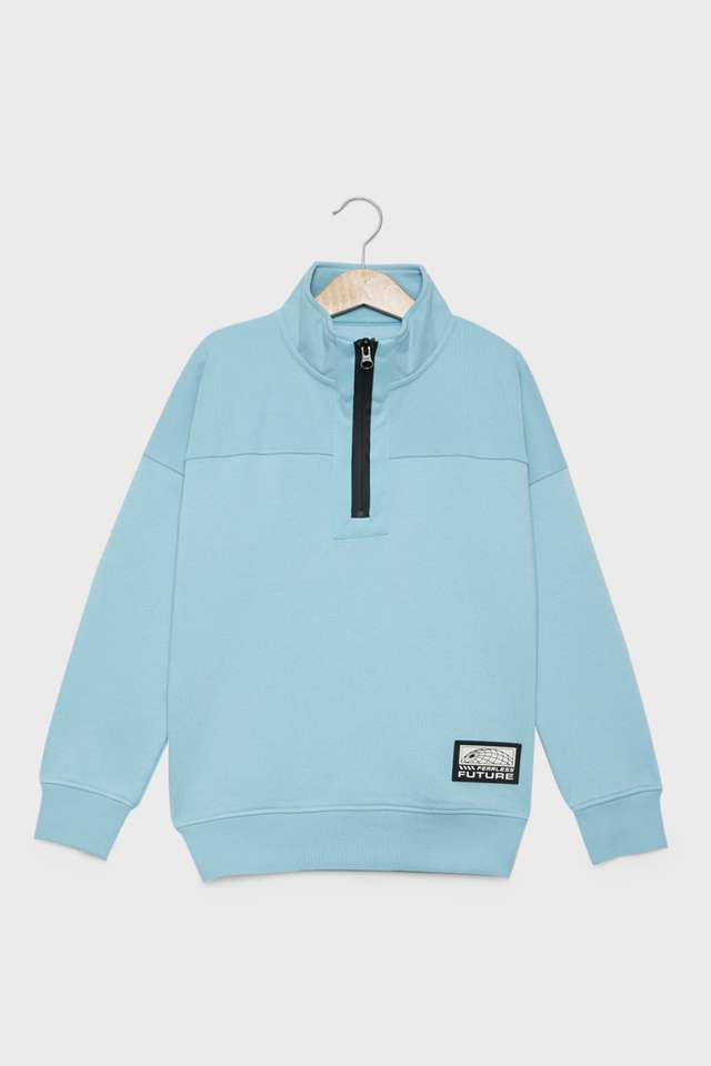 Solid-Blended-Fabric-High-Neck-Boys-Sweatshirt