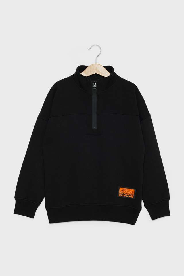 Solid-Blended-Fabric-High-Neck-Boys-Sweatshirt