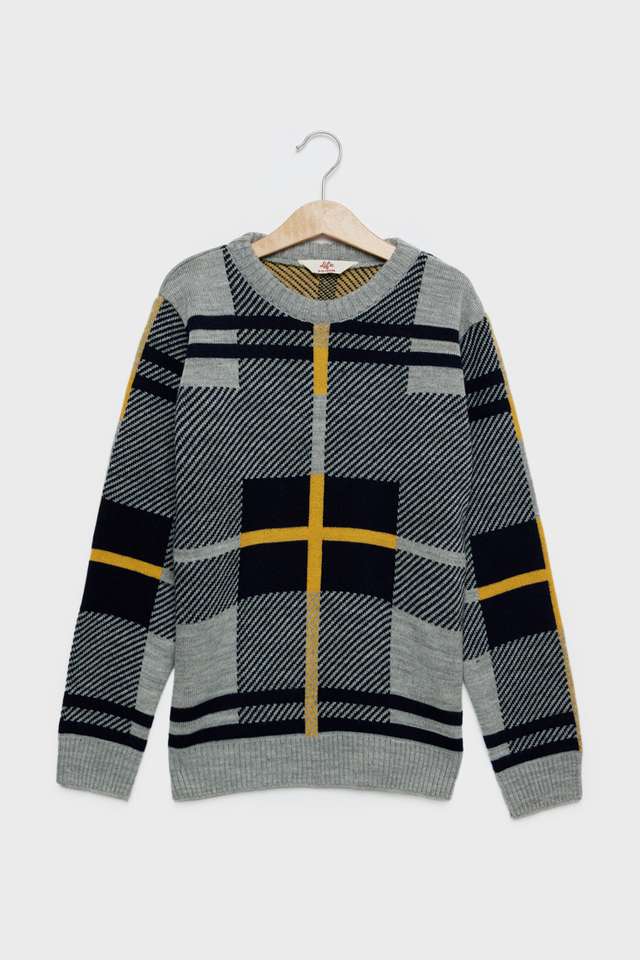 Checks-Acrylic-Round-Neck-Boys-Sweater