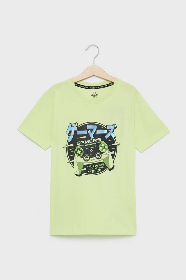 Solid-Blended-Fabric-Round-Neck-Boys-T-Shirt