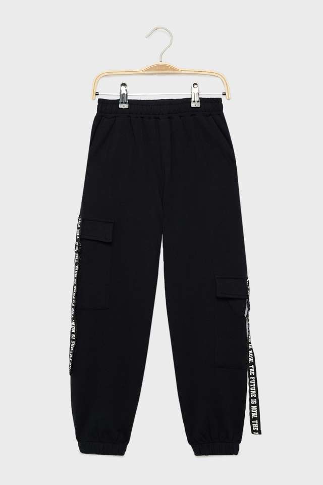 Solid-Cotton-Regular-Fit-Girls-Track-Pants