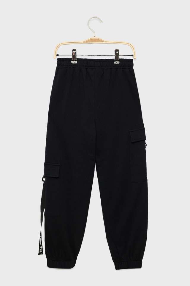 Solid-Cotton-Regular-Fit-Girls-Track-Pants