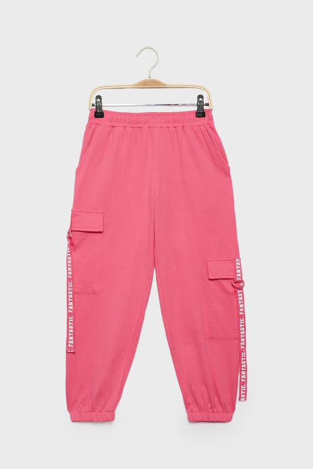 Solid-Cotton-Regular-Fit-Girls-Track-Pants