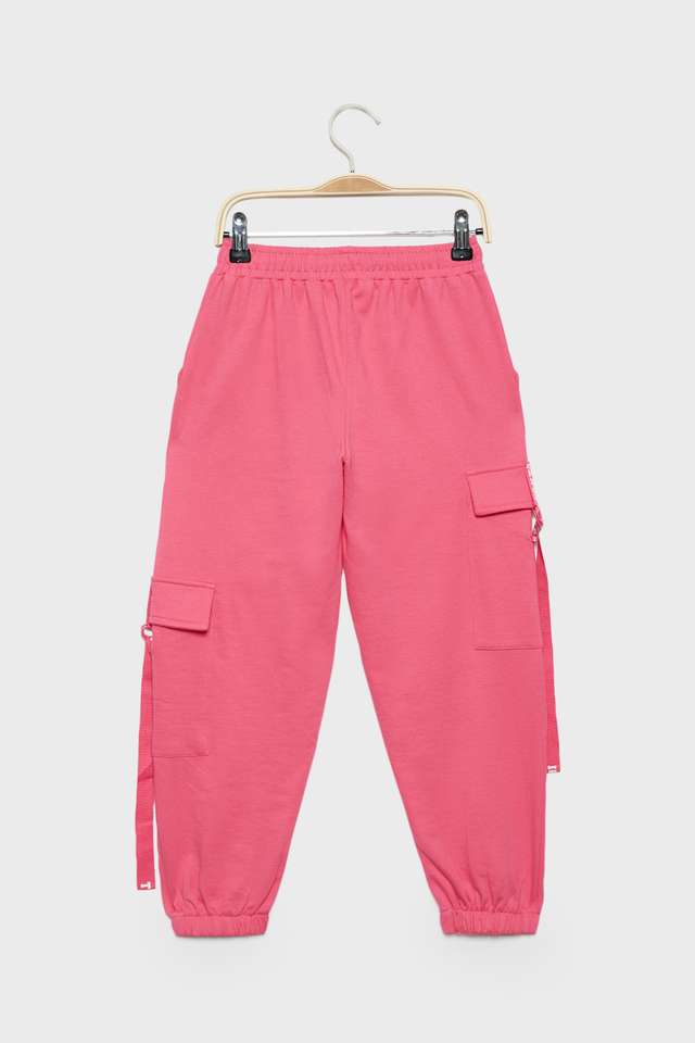 Solid-Cotton-Regular-Fit-Girls-Track-Pants