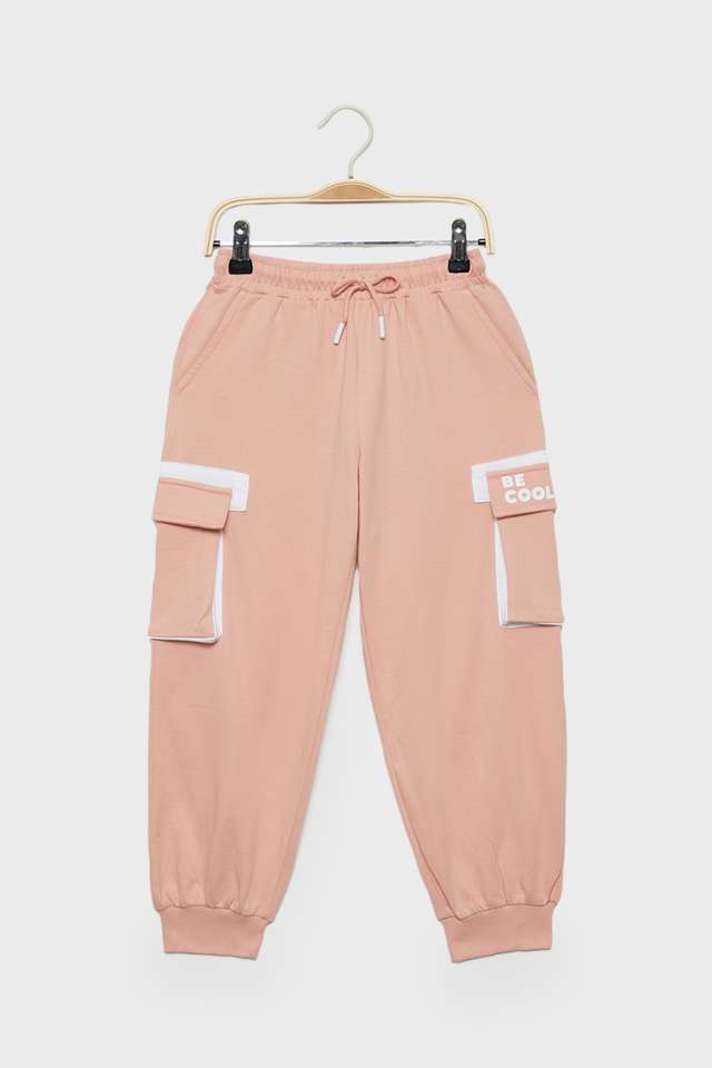 Solid-Cotton-Regular-Fit-Girls-Track-Pants