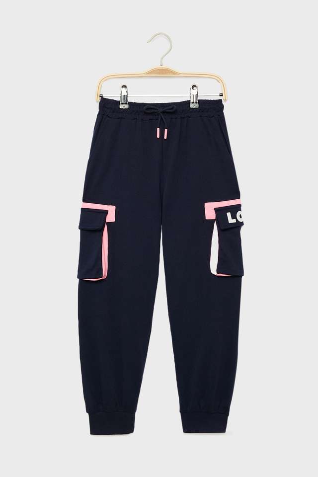 Solid-Cotton-Regular-Fit-Girls-Track-Pants