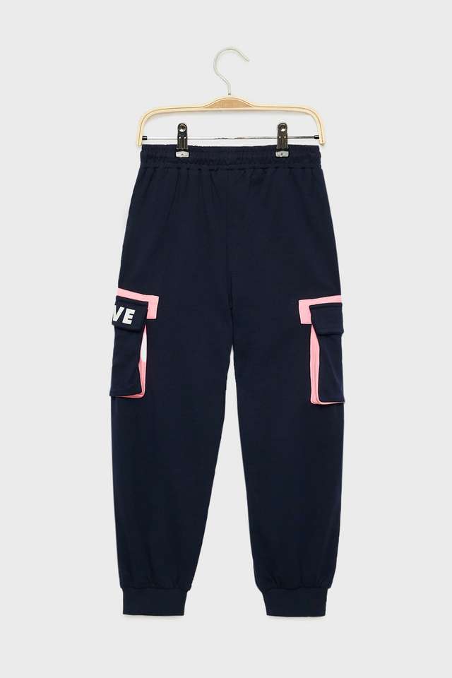 Solid-Cotton-Regular-Fit-Girls-Track-Pants