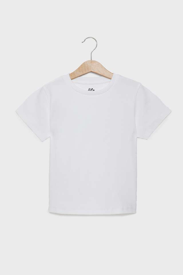 Solid-Blended-Fabric-Regular-Fit-Girls-T-Shirt