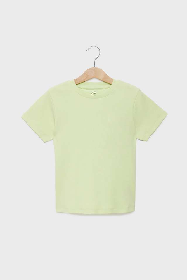 Solid-Blended-Fabric-Regular-Fit-Girls-T-Shirt