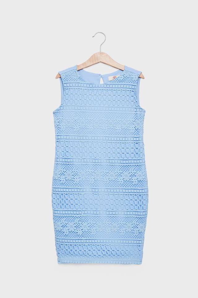 Solid-Polyester-Round-Neck-Girls-Dress