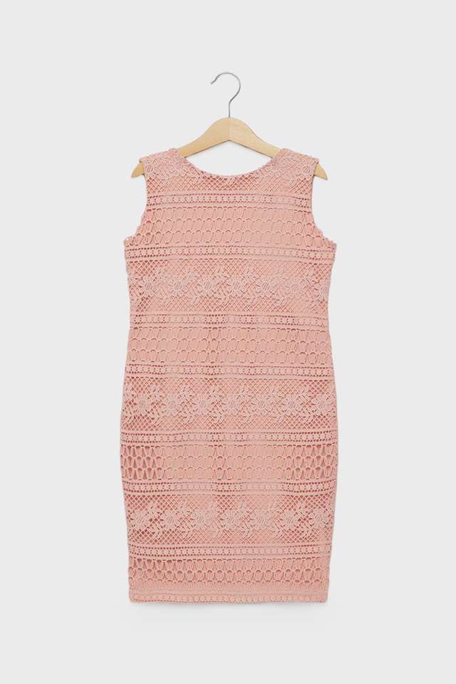 Solid-Polyester-Round-Neck-Girls-Dress