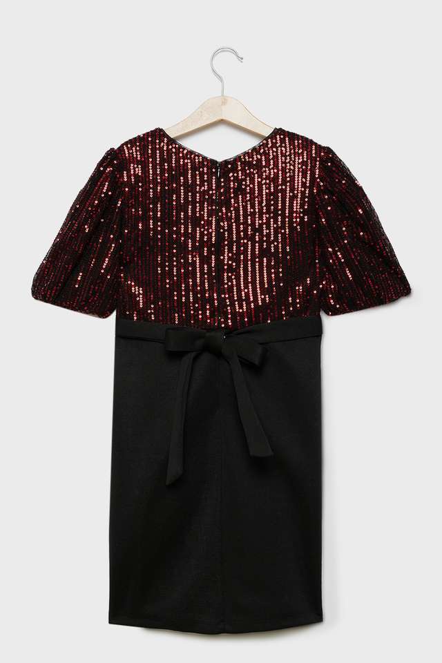 Embellished-Polyester-Round-Neck-Girls-Dress