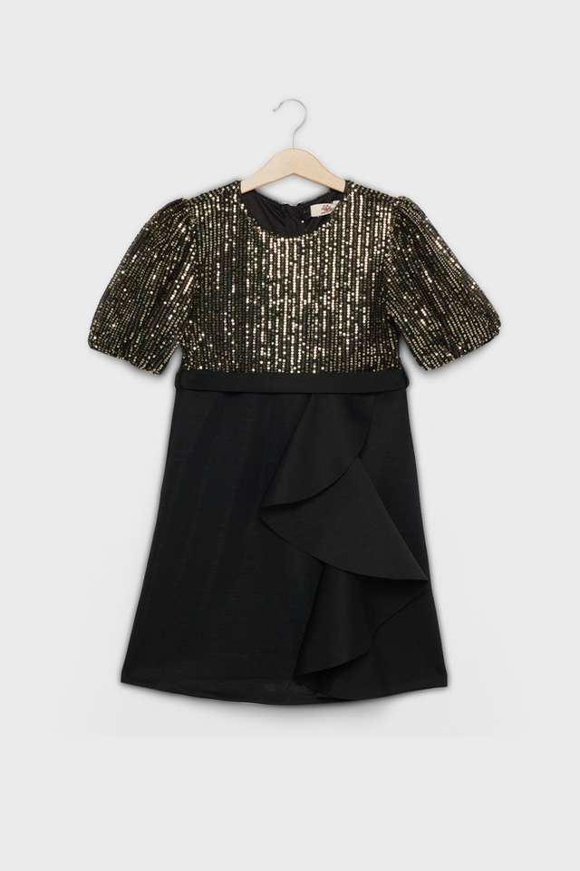 Embellished-Polyester-Round-Neck-Girls-Dress