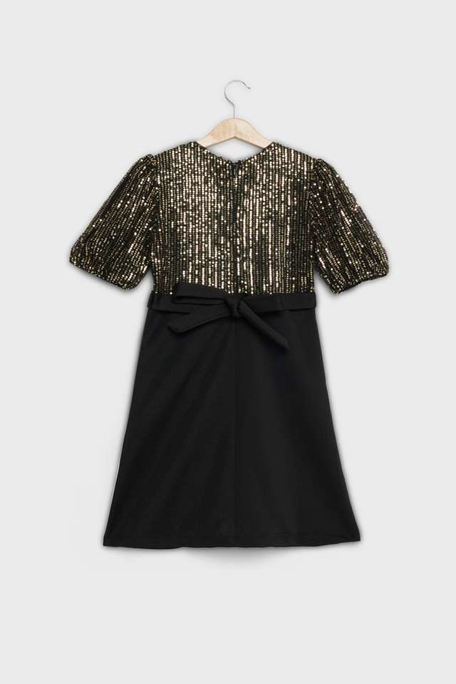 Embellished-Polyester-Round-Neck-Girls-Dress