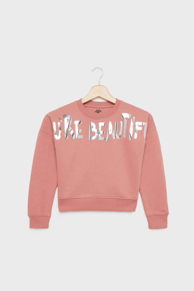 Printed-Blended-Fabric-Round-Neck-Girls-Sweatshirt