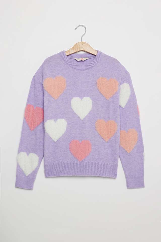 Printed-Blended-Fabric-Round-Neck-Girls-Sweater