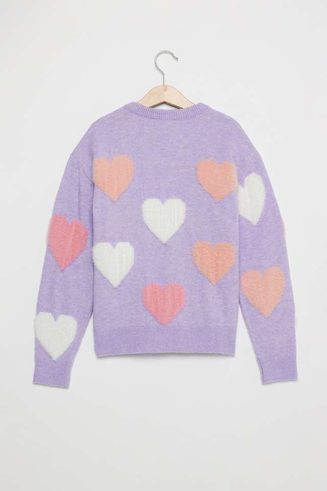 Printed-Blended-Fabric-Round-Neck-Girls-Sweater