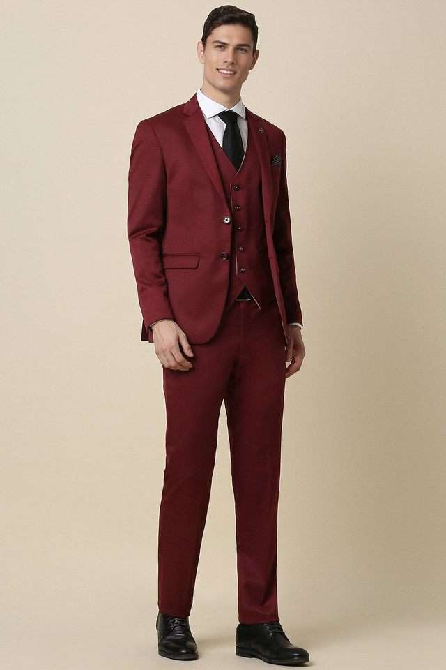 Solid-Polyester-Blend-Slim-Fit-Men-s-Casual-Wear-Suit