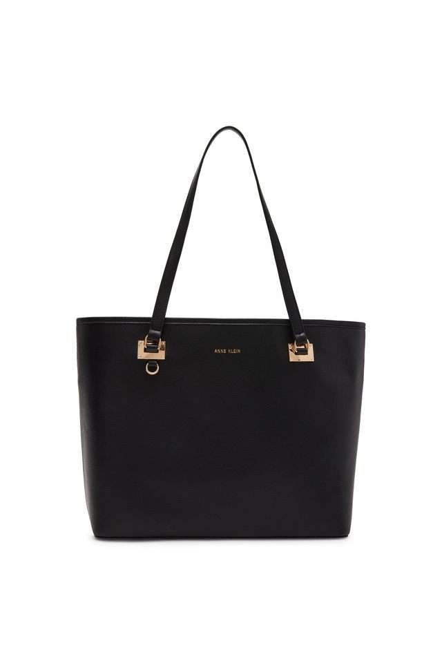 Buy Anne Klein Black Solid Faux Leather Magnetic Closure Women's - Main Image