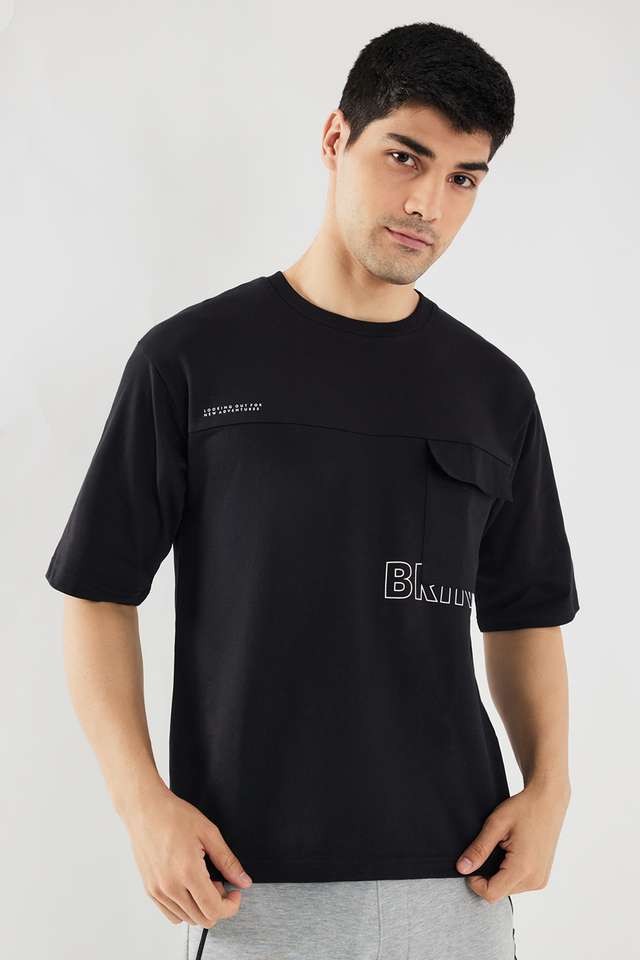 Solid-Cotton-Blend-Round-Neck-Men-s-T-Shirt