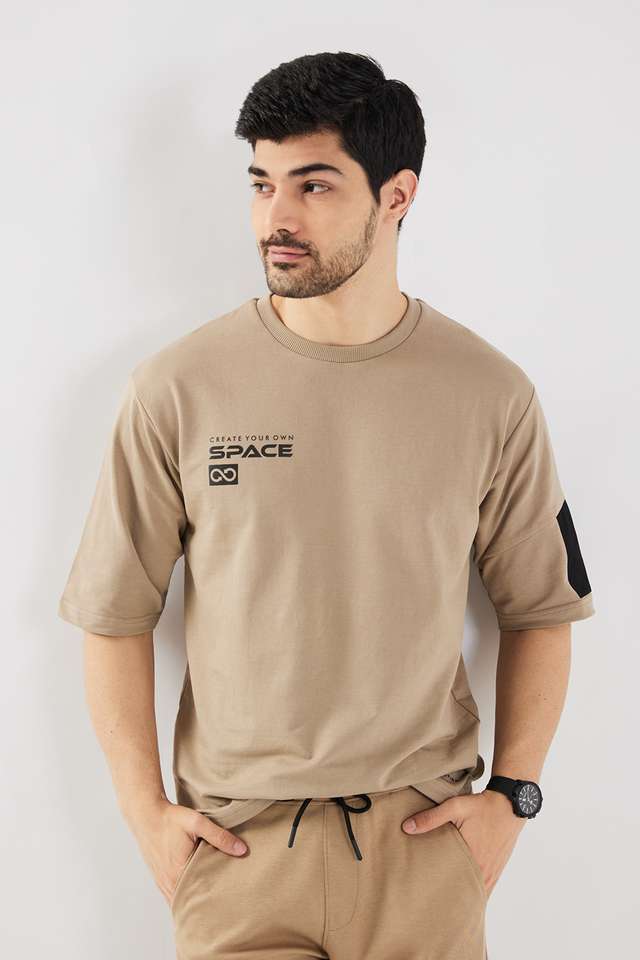 Solid-Cotton-Blend-Round-Neck-Men-s-T-Shirt