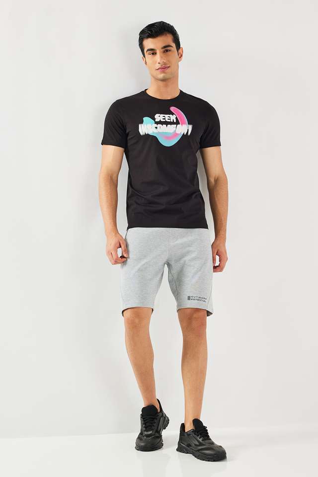 Solid-Cotton-Blend-Round-Neck-Men-s-T-Shirt