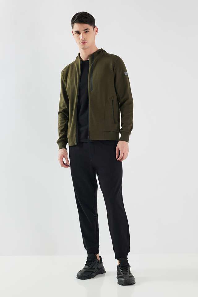 Solid-Cotton-Blend-Hooded-Men-s-Sweatshirt