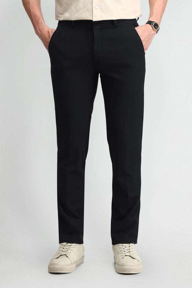 Checks-Blended-Fabric-Slim-Fit-Men-s-Formal-Trousers