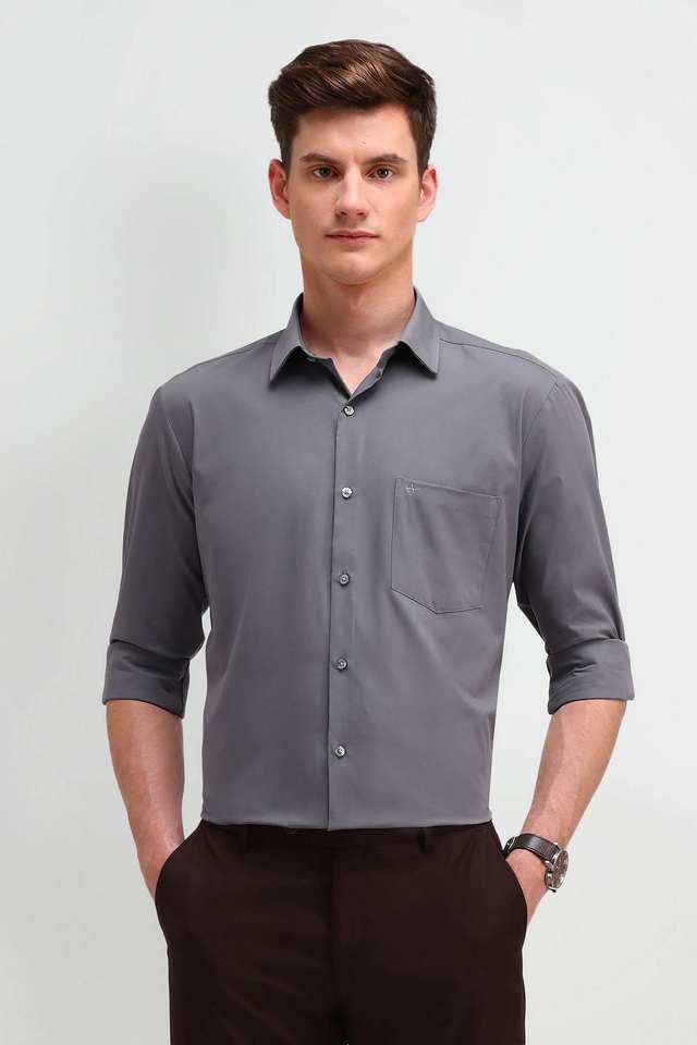 Solid-Cotton-Blend-Regular-Fit-Men-s-Formal-Wear-Shirt