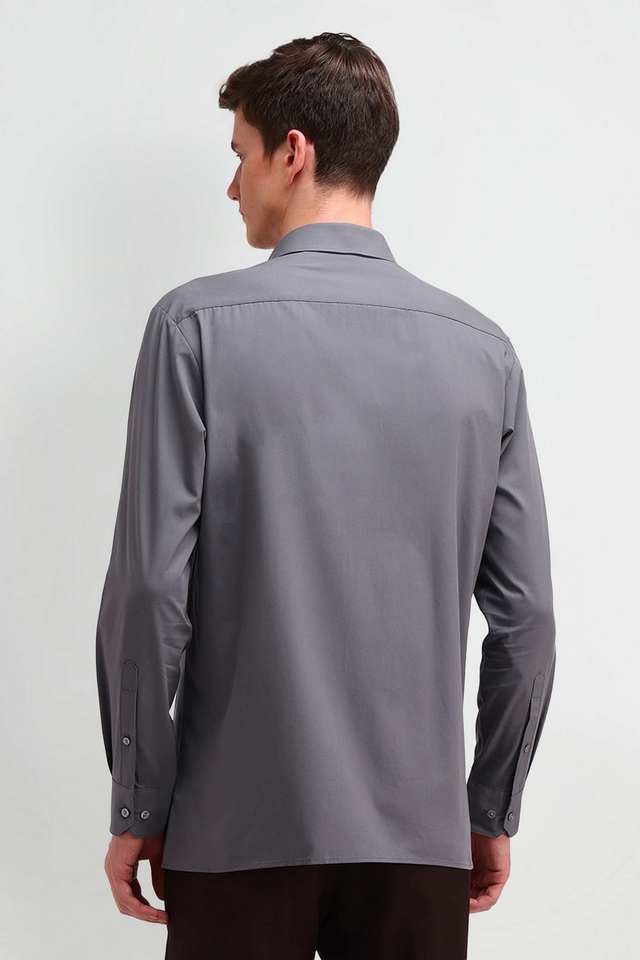 Solid-Cotton-Blend-Regular-Fit-Men-s-Formal-Wear-Shirt