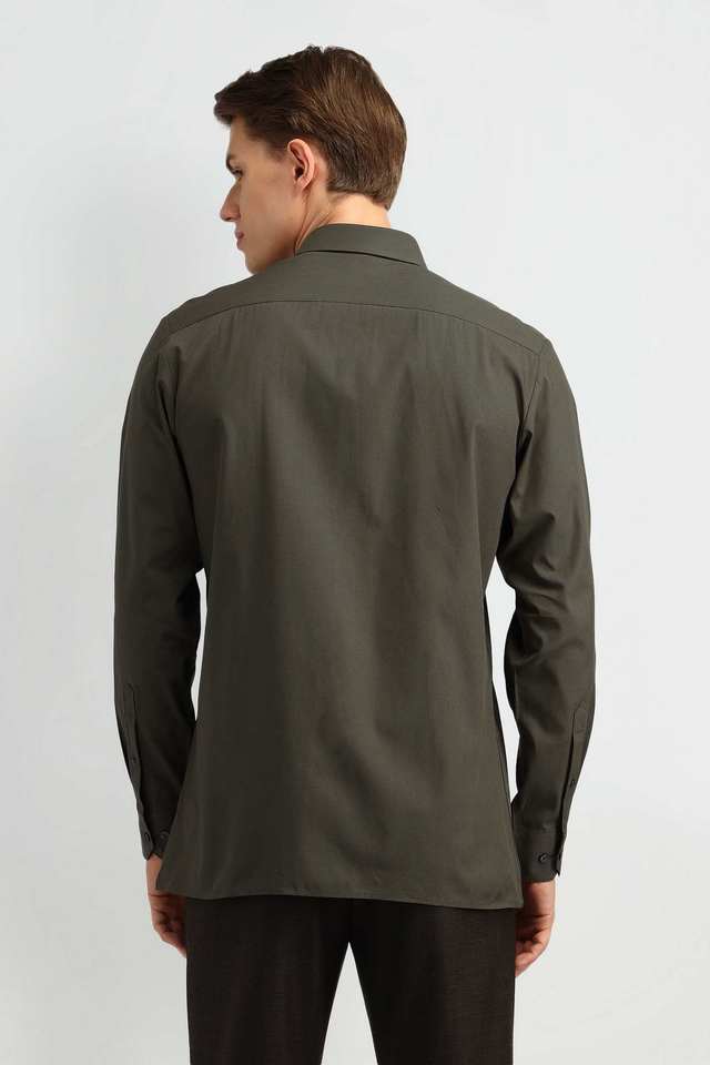 Solid-Cotton-Blend-Regular-Fit-Men-s-Formal-Wear-Shirt