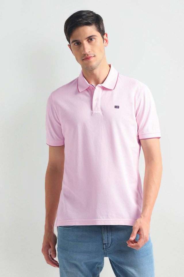 Solid-Cotton-Blend-Polo-Men-s-T-Shirt