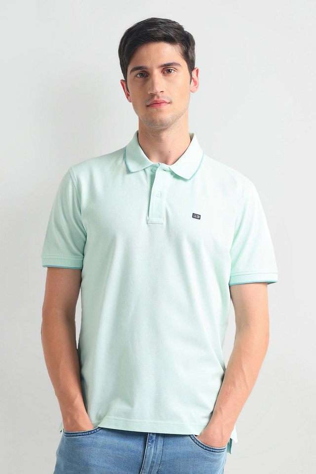 Solid-Cotton-Blend-Polo-Men-s-T-Shirt