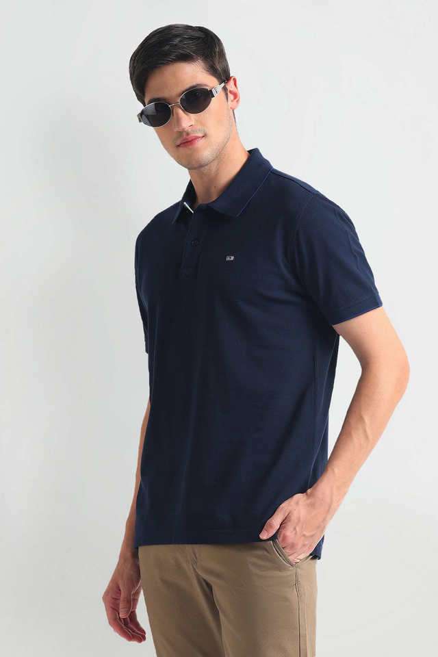 Solid-Cotton-Blend-Polo-Men-s-T-Shirt