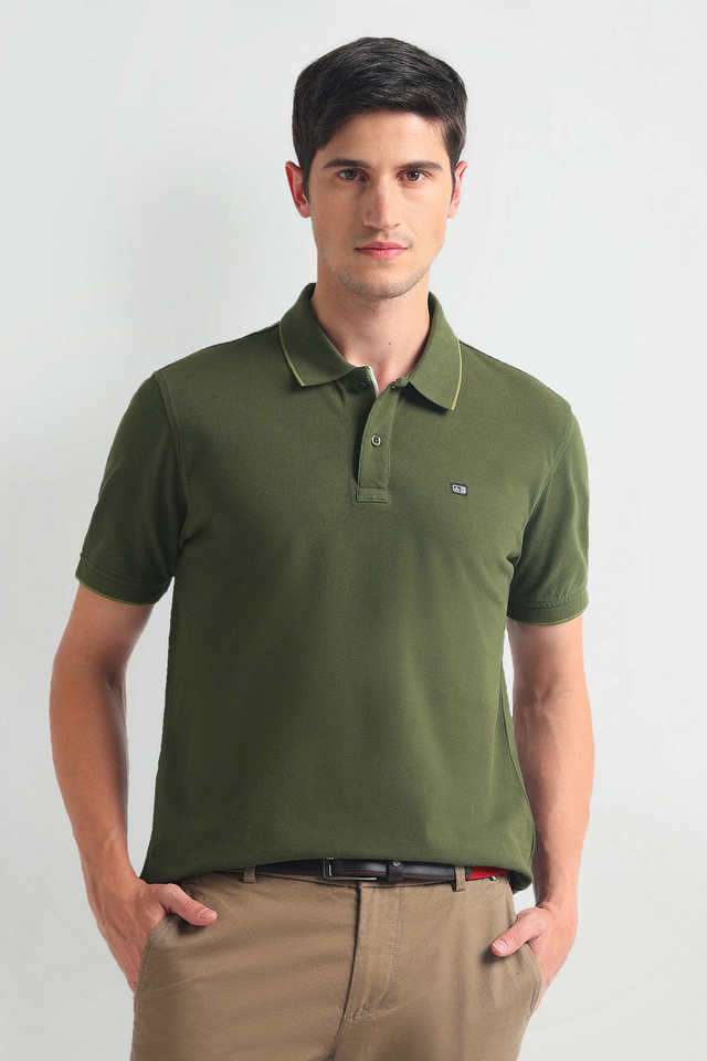 Solid-Cotton-Blend-Polo-Men-s-T-Shirt