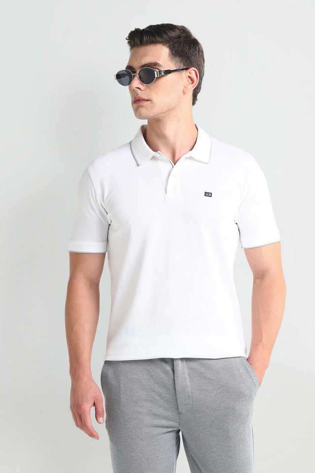 Solid-Cotton-Blend-Polo-Men-s-T-Shirt