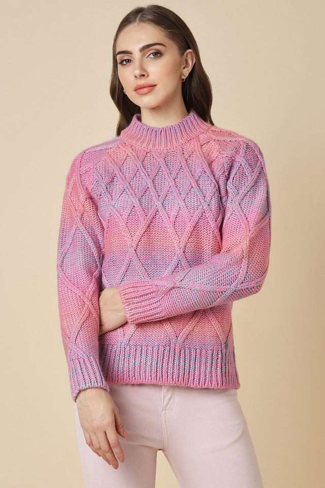 Textured-High-Neck-Acrylic-Women-Sweater