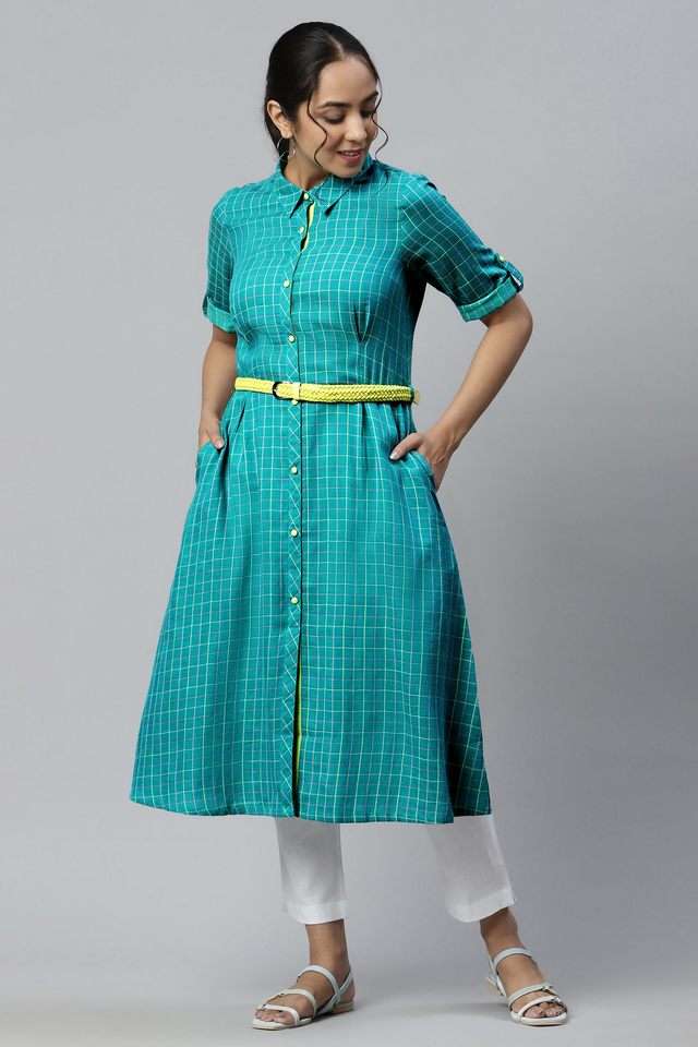 Yarn-Dyed-Cotton-Collared-Women-s-Casual-Wear-Kurta