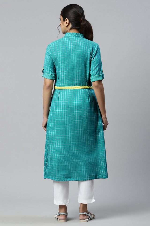 Yarn-Dyed-Cotton-Collared-Women-s-Casual-Wear-Kurta