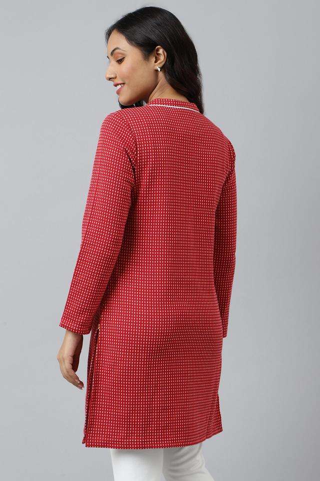 Geometric-Print-Polyester-Blend-Women-s-Casual-Wear-Kurta