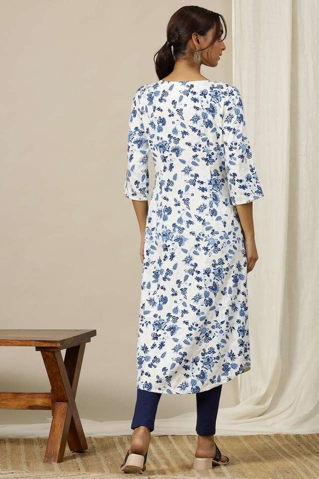 Printed-Viscose-V-Neck-Women-s-Casual-Wear-Kurta