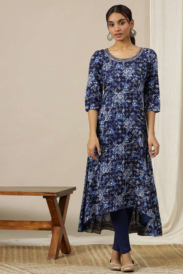 Printed-Cotton-Round-Neck-Women-s-Kurta